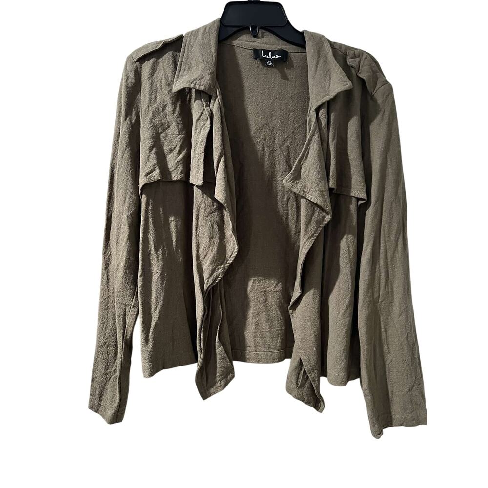 Lulus Women Carlow Olive Green Jacket Size XL Linen Cotton A001620 - Picture 2 of 9
